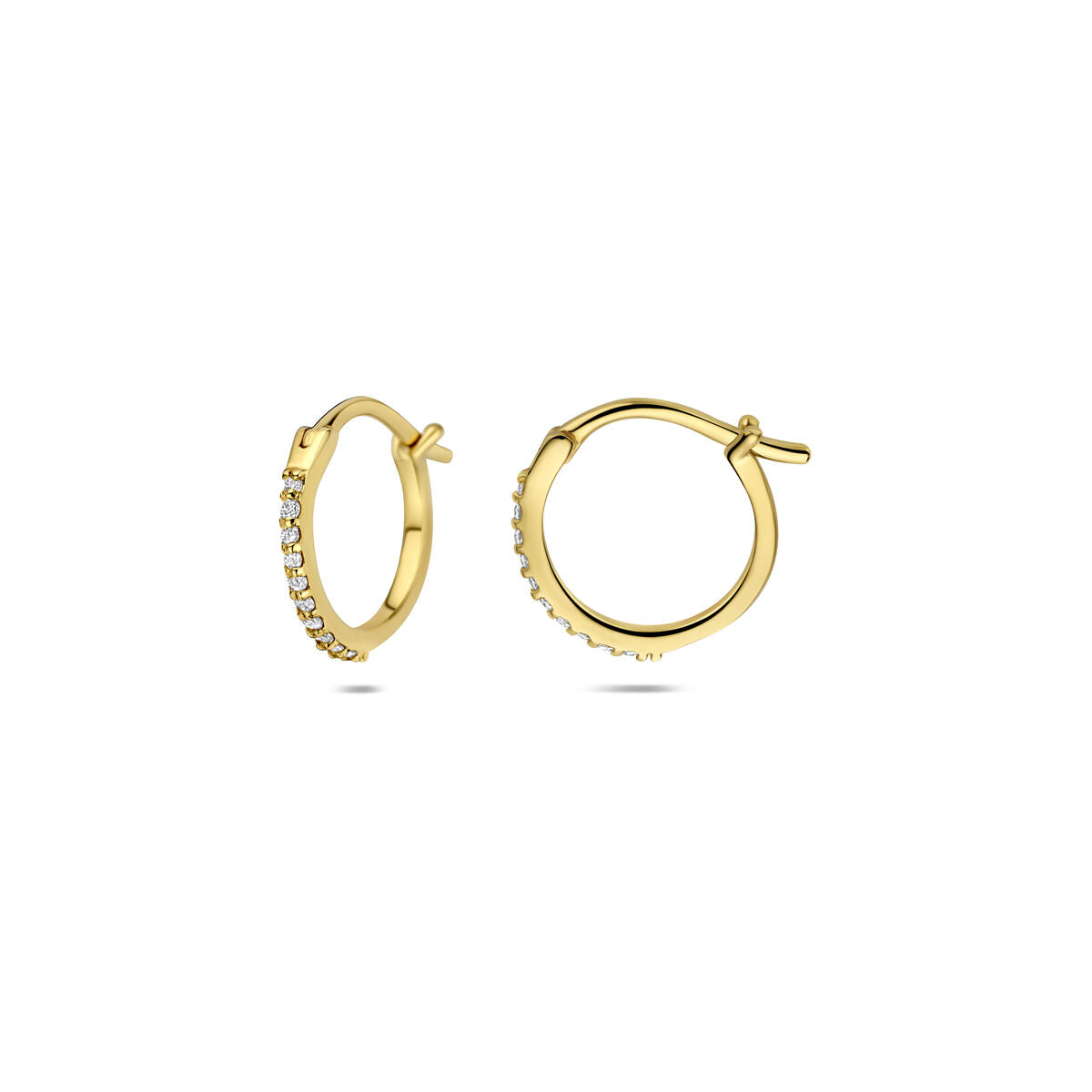 Oorringen lab grown diamant f vs buis 14K geelgoud 1 mm