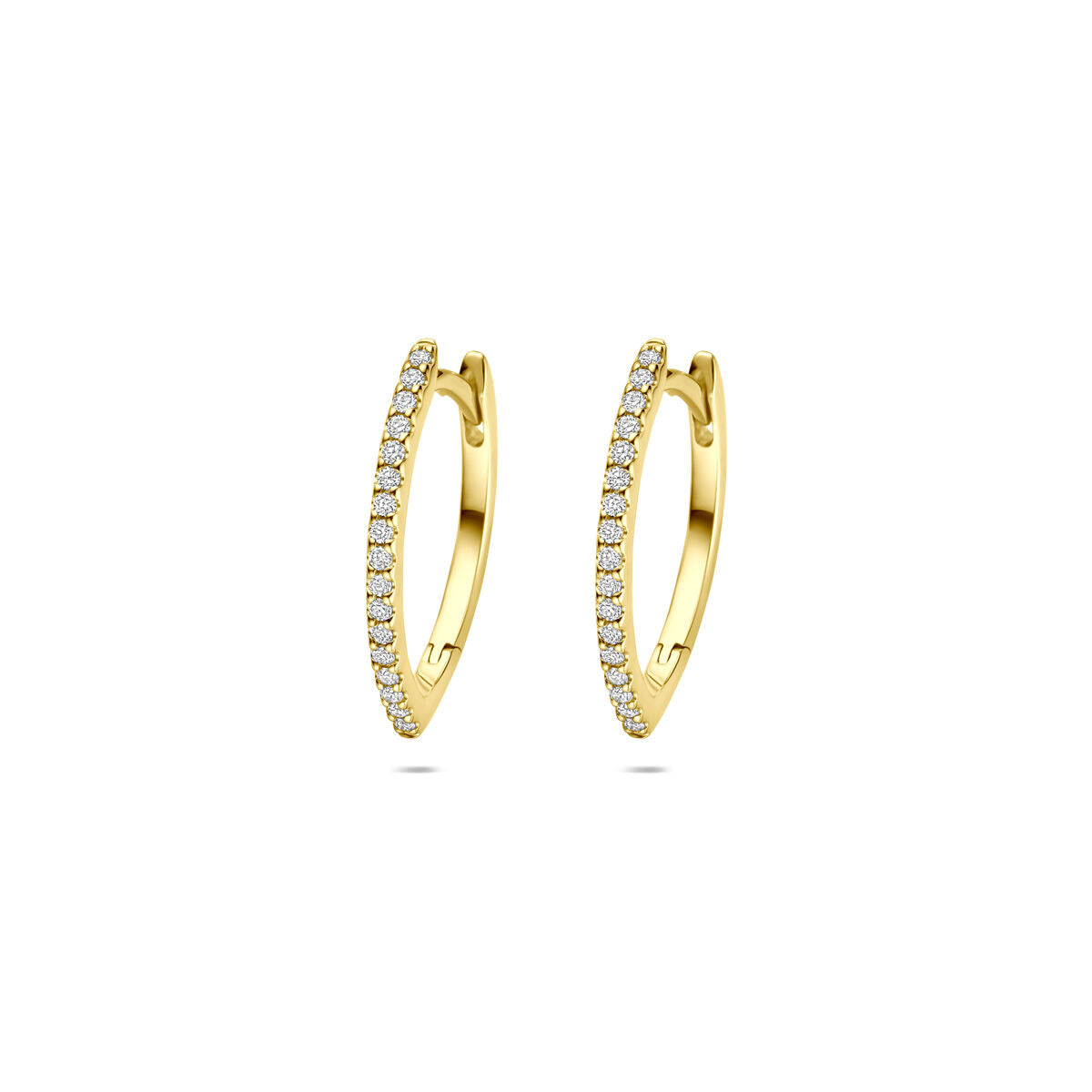 14K geelgouden klapoorringen diamant 0.15ct 2x 0.075ct h si 16,5 mm - 4034544