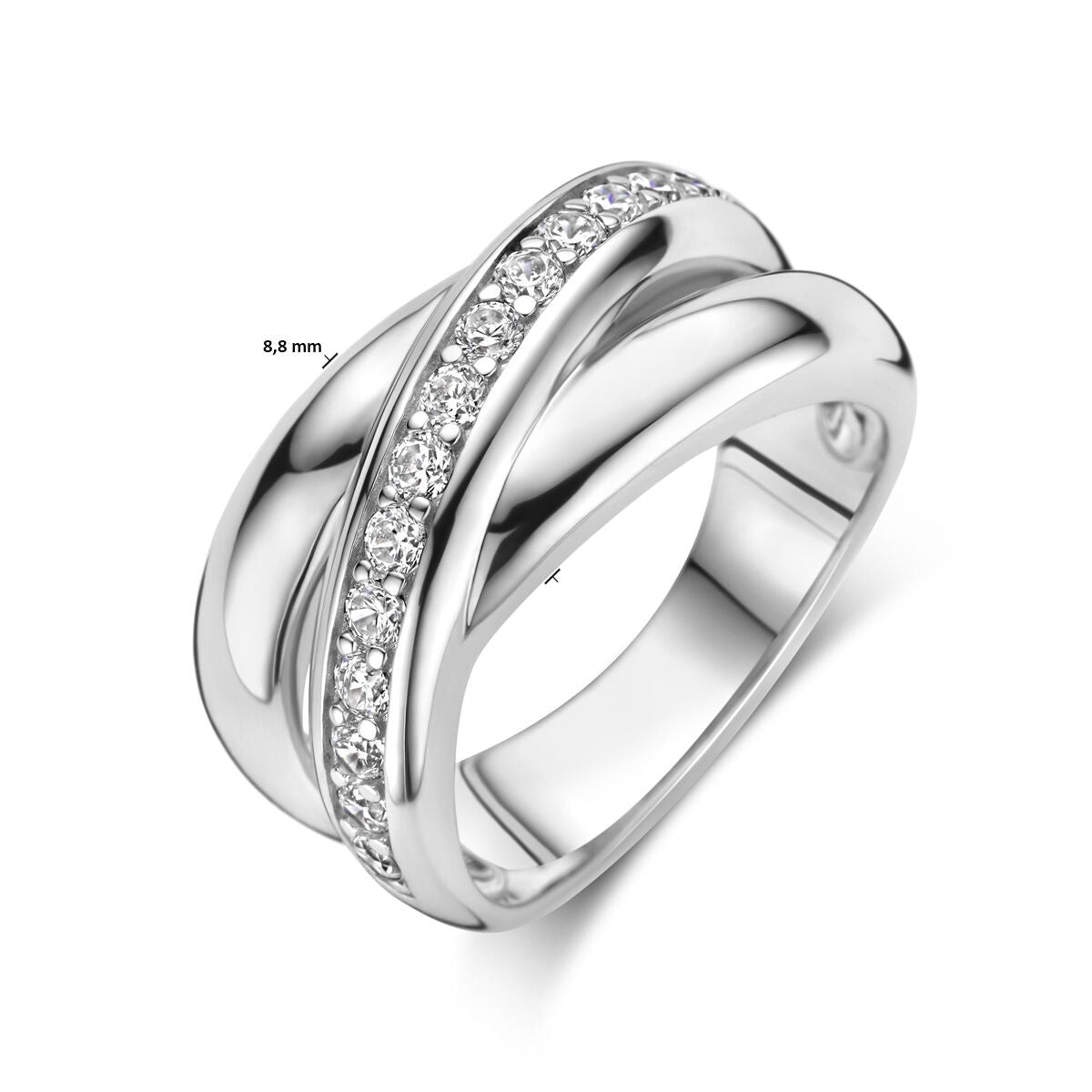 Ring zirkonia zilver gerhodineerd