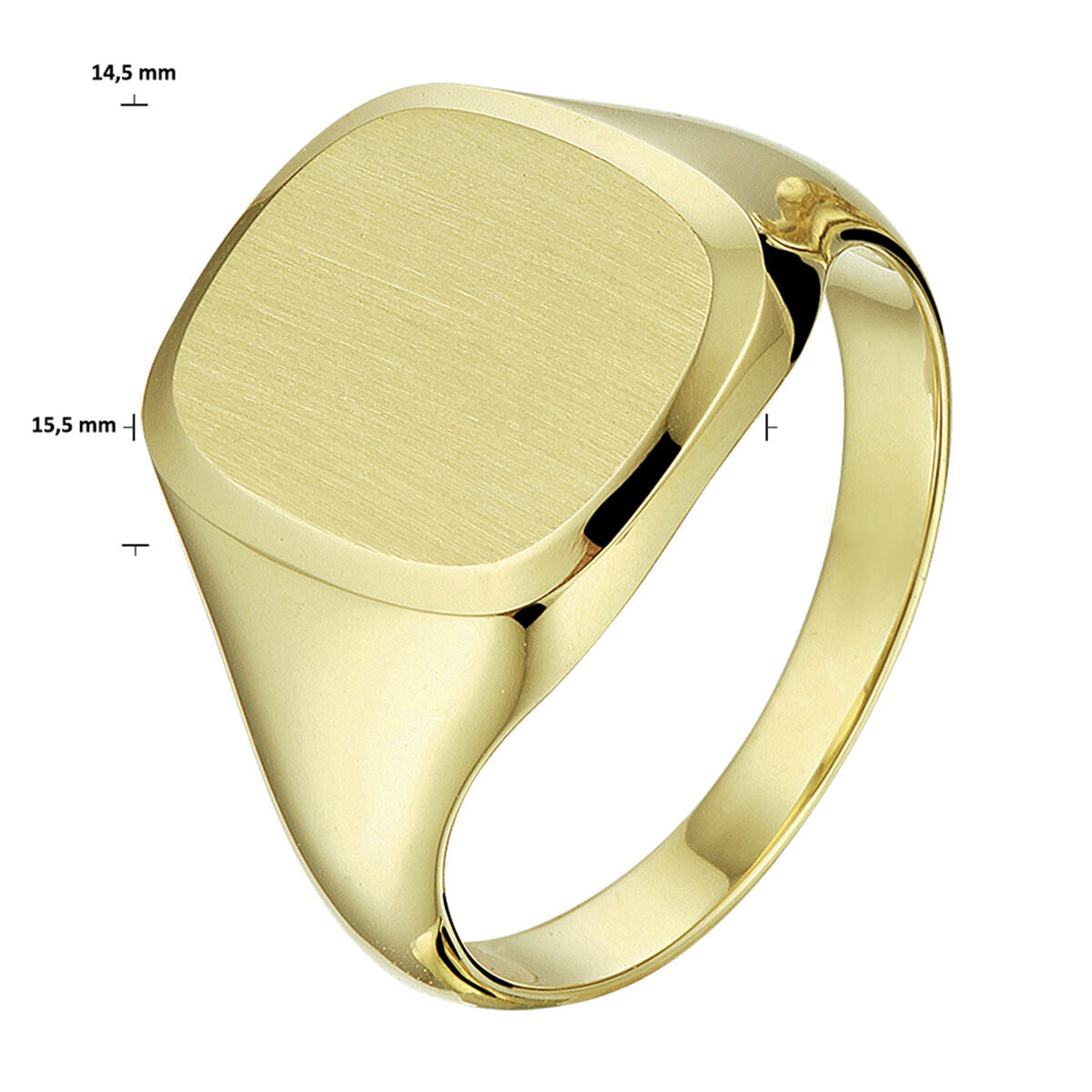 Graveerring massief mat gediamanteerd 14K geelgoud
