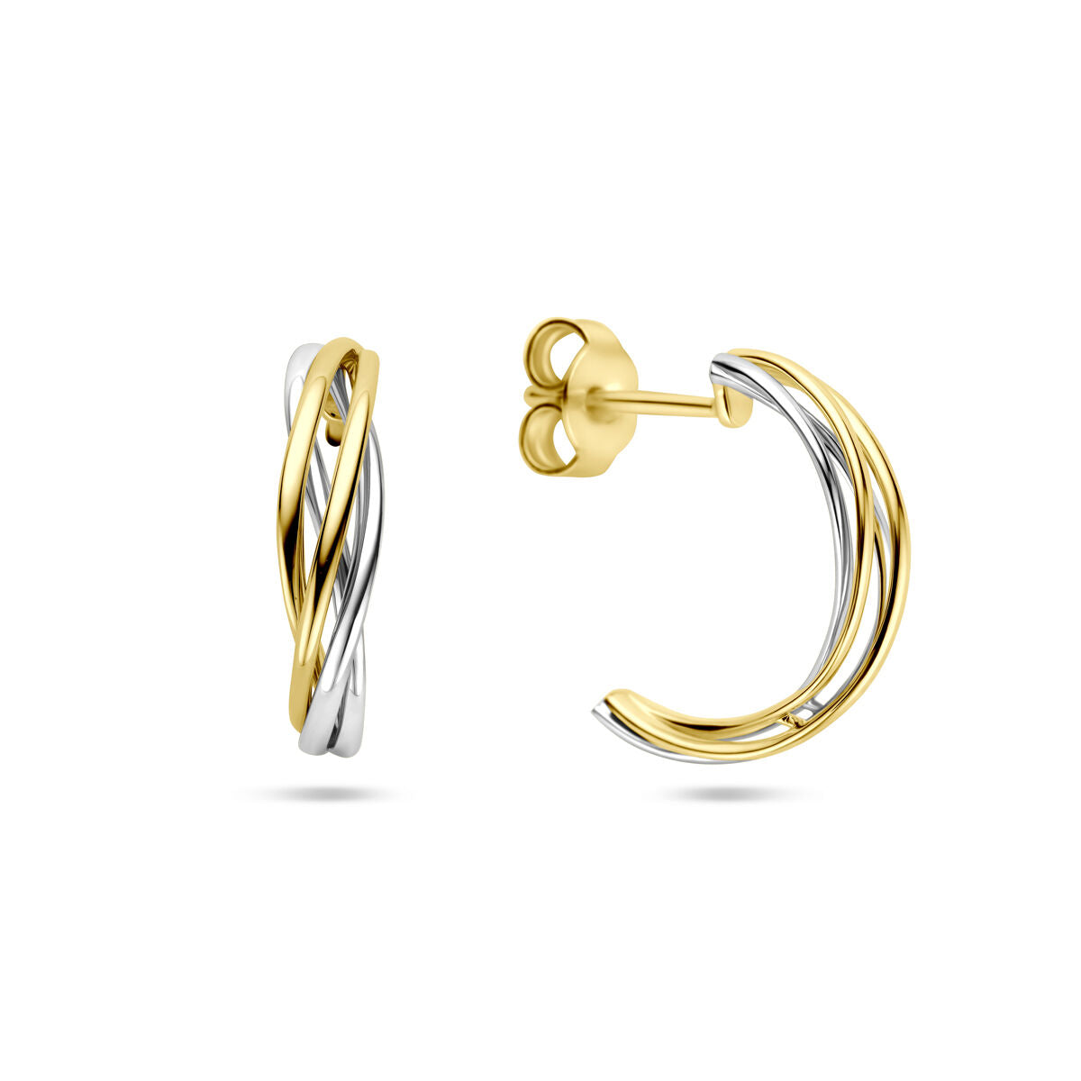 14K bicolor gouden geel/wit stekeroorringen 17 mm - 4209105 - PansiteNederland.nl