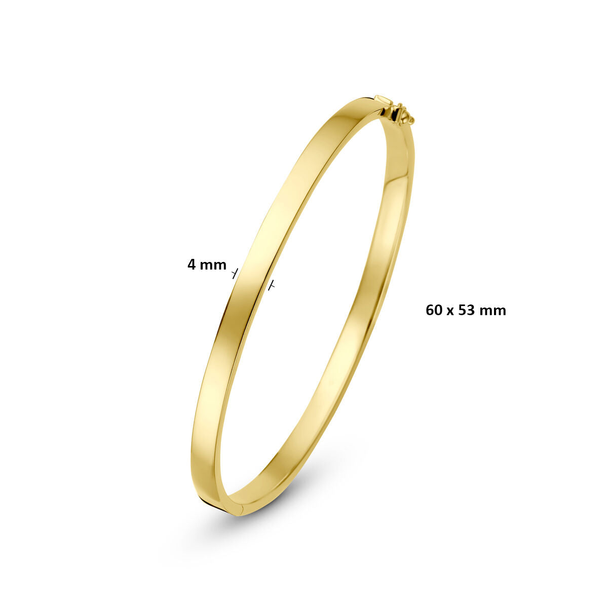 Bangle scharnier vlakke buis massief 4 x 9K geelgoud 60 mm