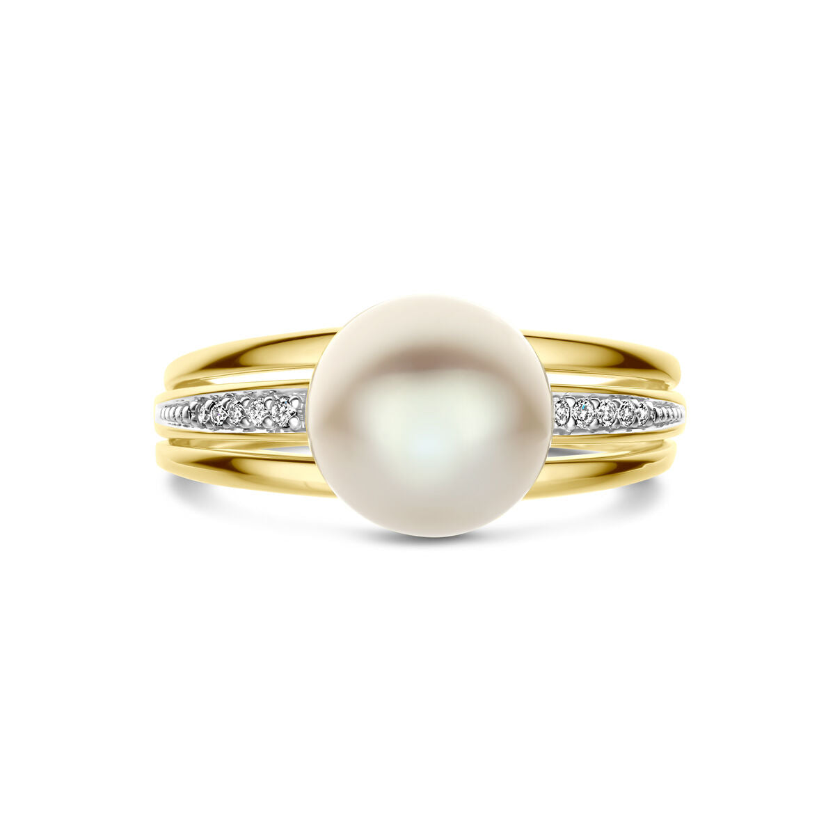 Ring parel en diamant 0.05ct h si 14K geelgoud