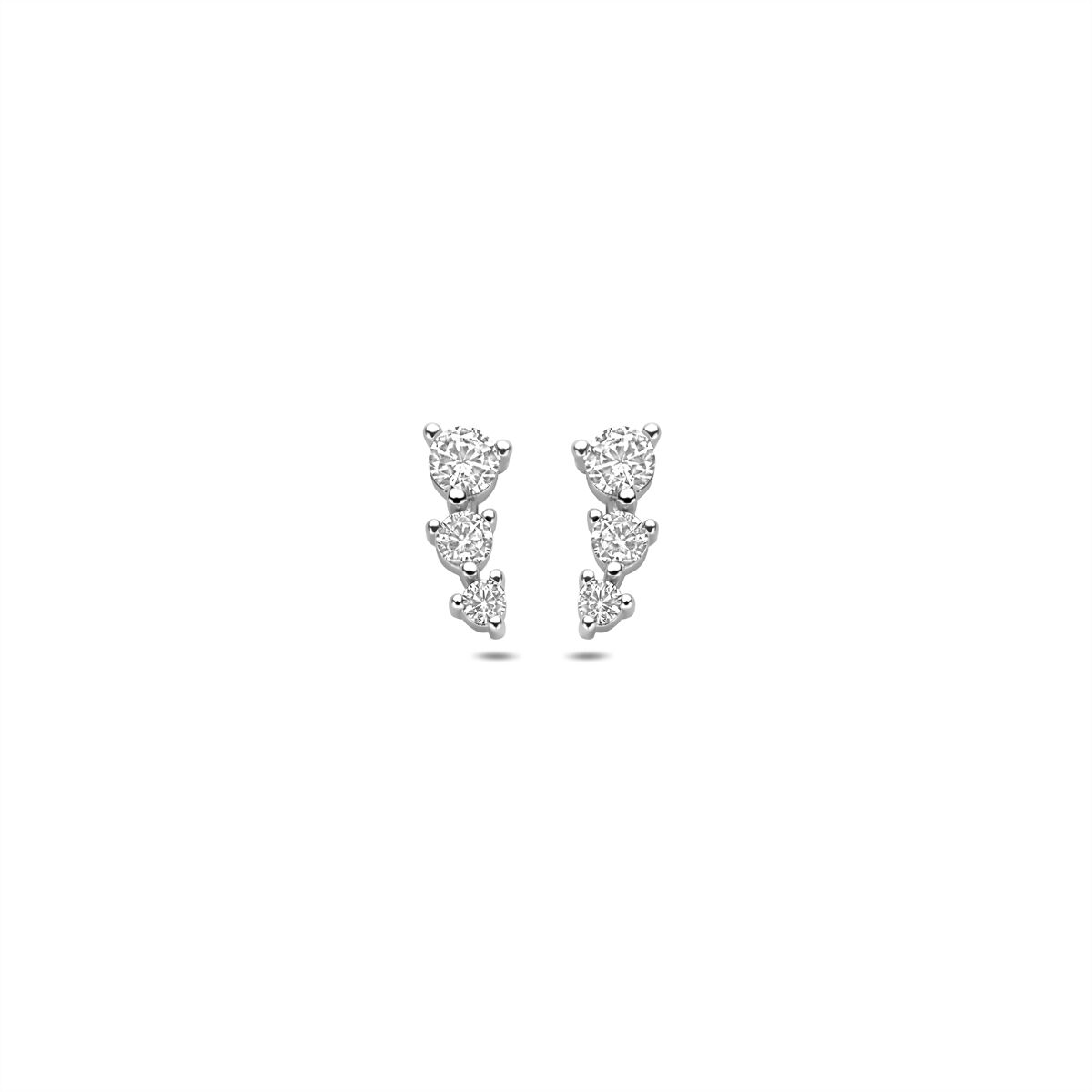 Zilveren gerhodineerde oorknoppen zirkonia 9 mm - 1341560