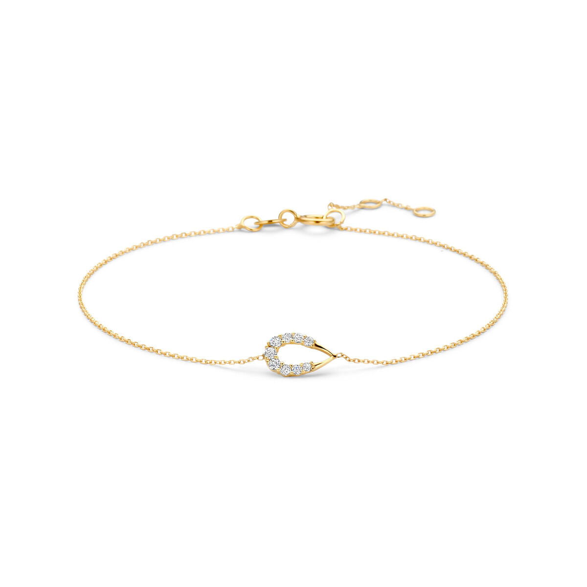 Armband druppel zirkonia 9K geelgoud 16,5 - 17,5 - 18,5 cm