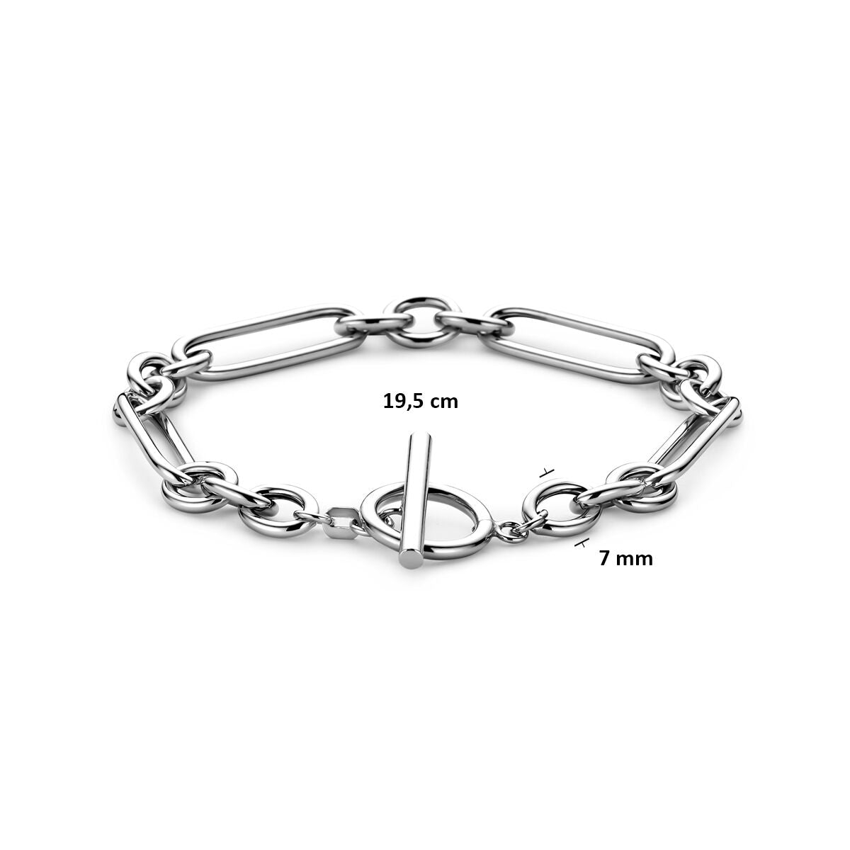 Armband kapittelslot 7 mm 19,5 cm zilver gerhodineerd