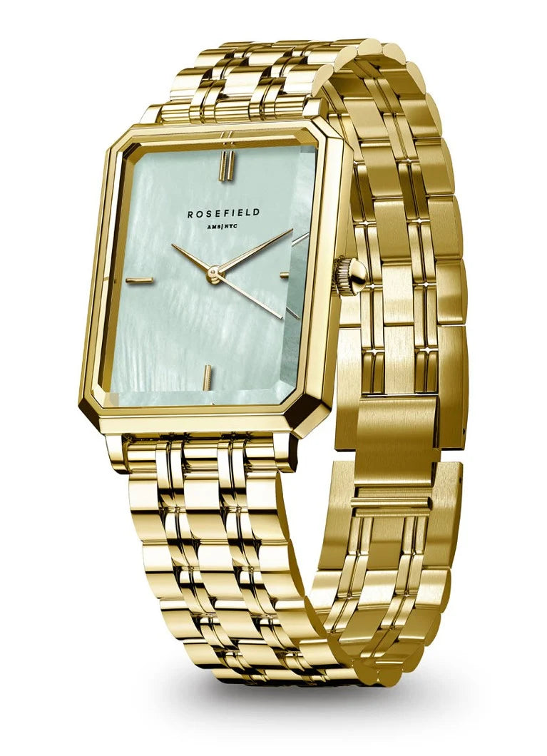 Rosefield horloge OGGSG-O71 Octagon XS Green MOP Steel Gold - PansiteNederland.nl