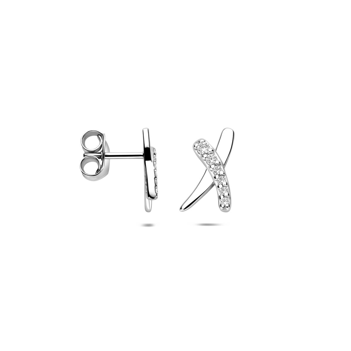 Zilveren gerhodineerde oorknoppen zirkonia 10 mm - 1341921