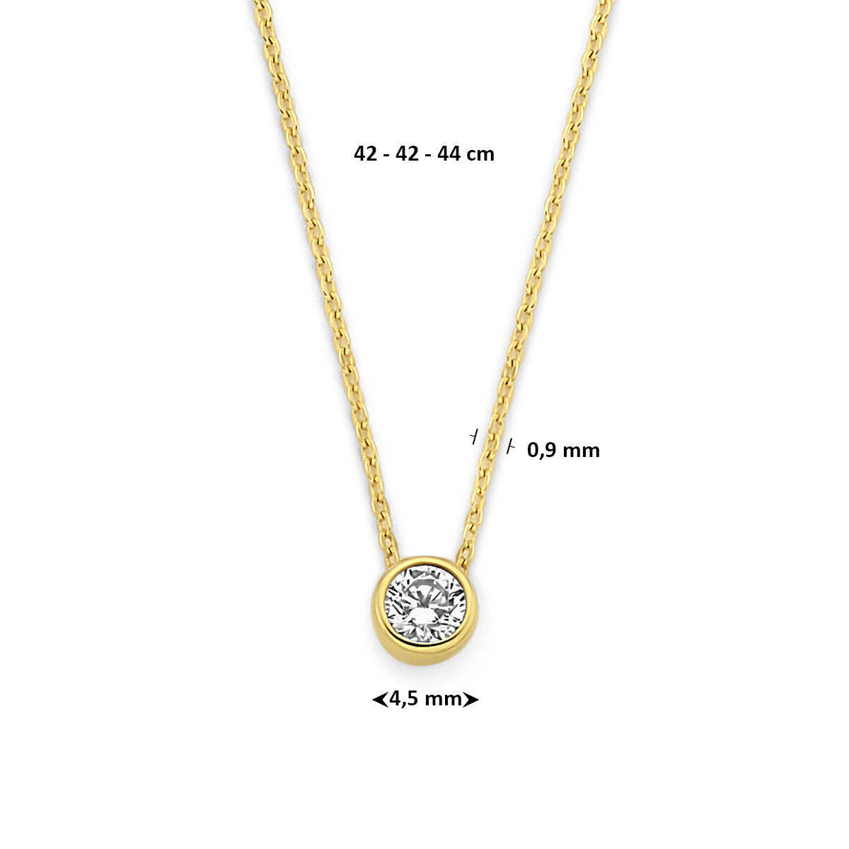 9k collier zirkonia 40 - 42 - 44 cm 9K geel