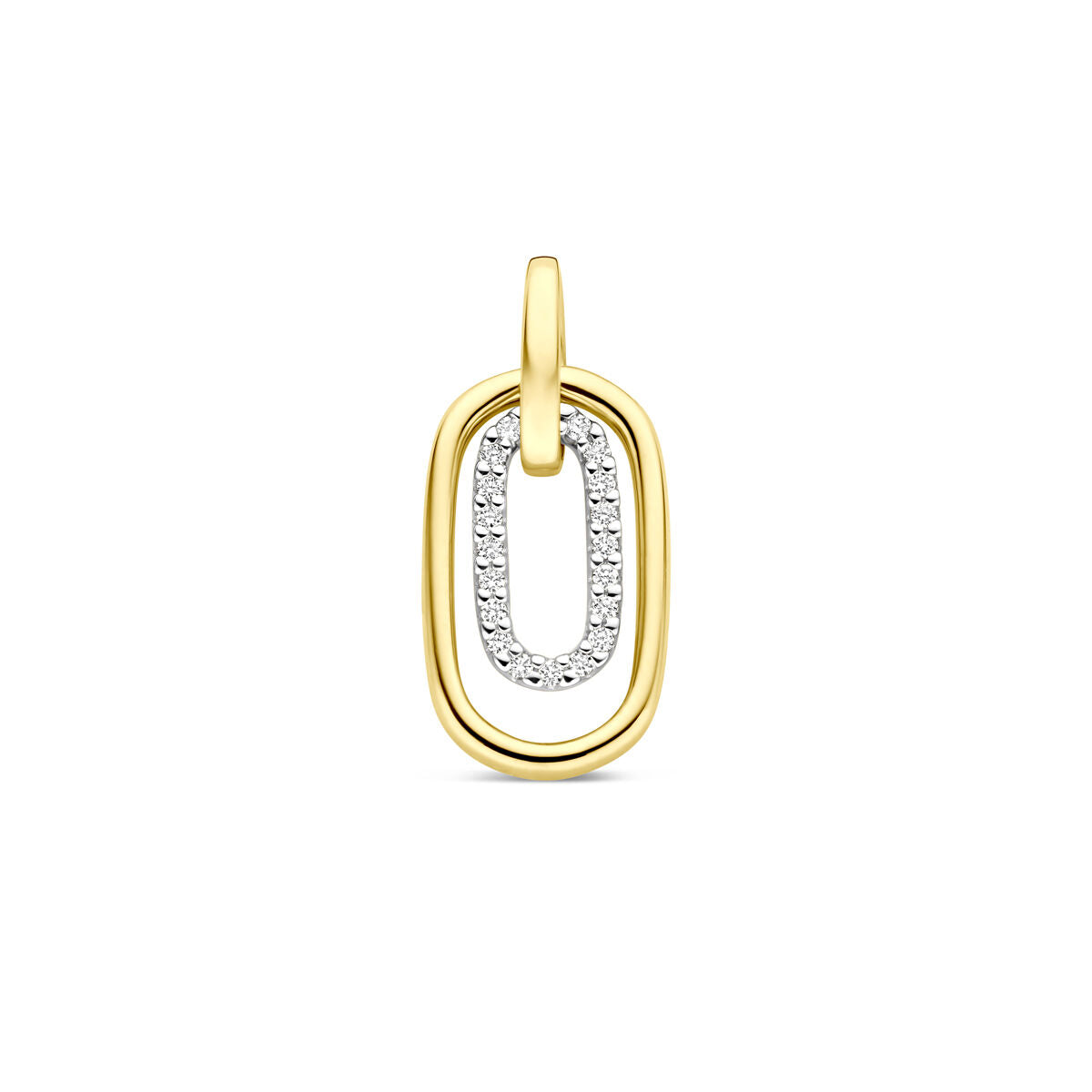 14K bicolor gouden geel/wit hanger diamant 0.08ct h si 20 mm - 4209056 - PansiteNederland.nl