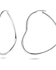 Zilveren gerhodineerde oorringen hartje 56 mm - 1342007