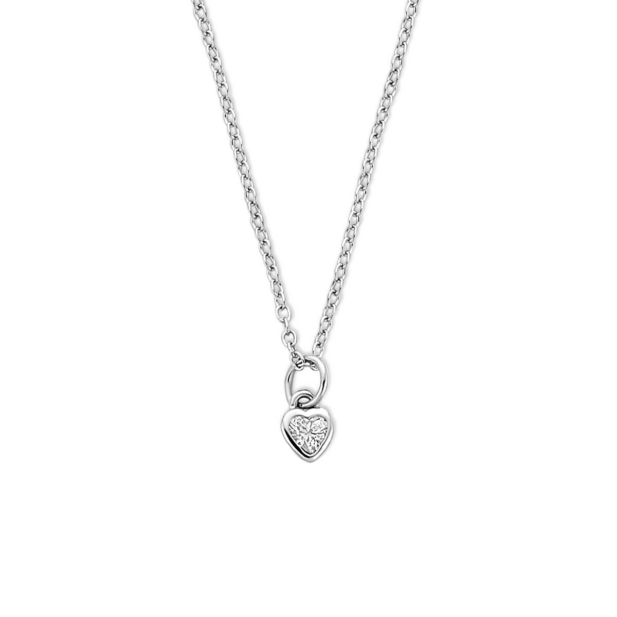 Collier hartje zirkonia 41 - 43 - 45 cm zilver gerhodineerd
