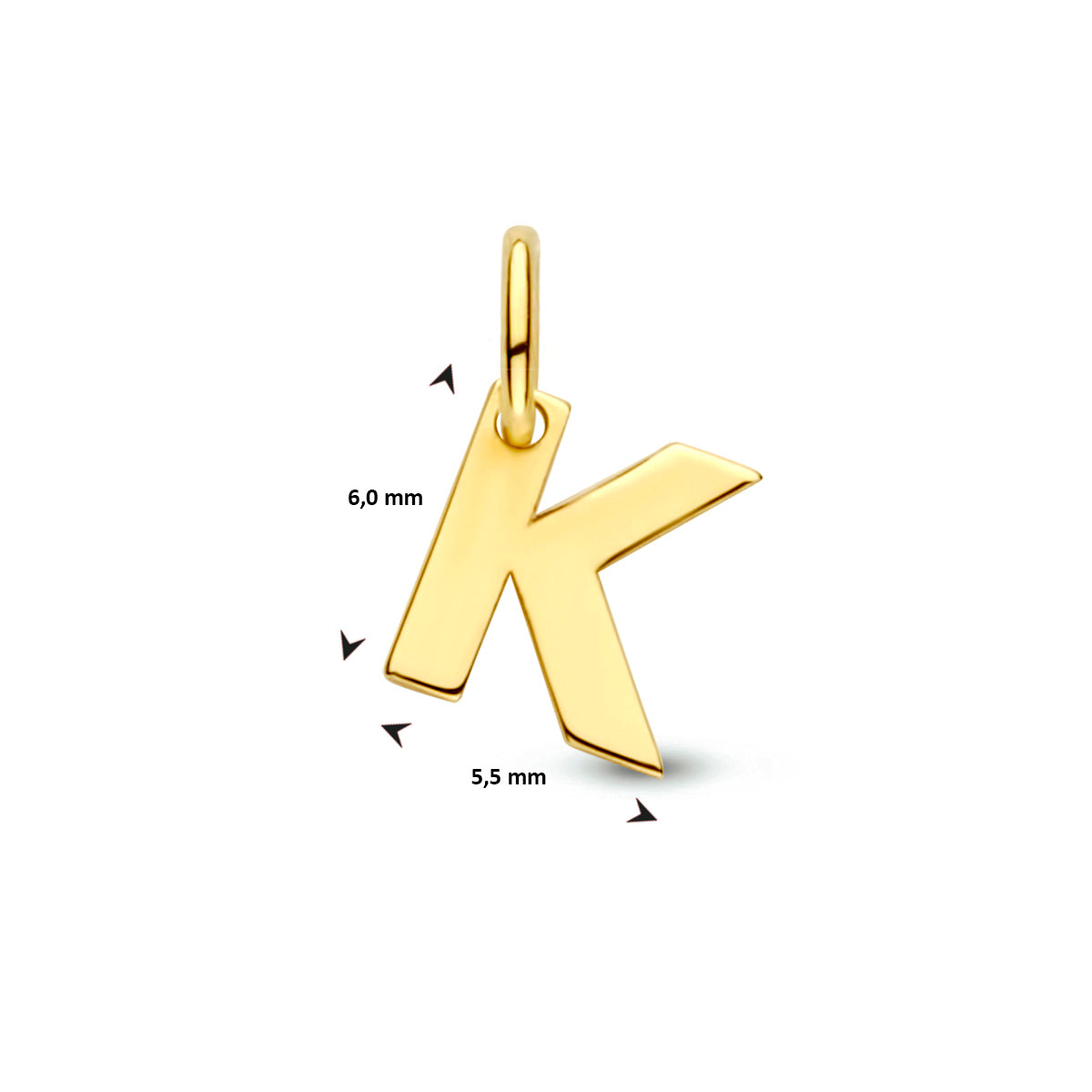 Hanger letter K 9K geelgoud #Letter_K