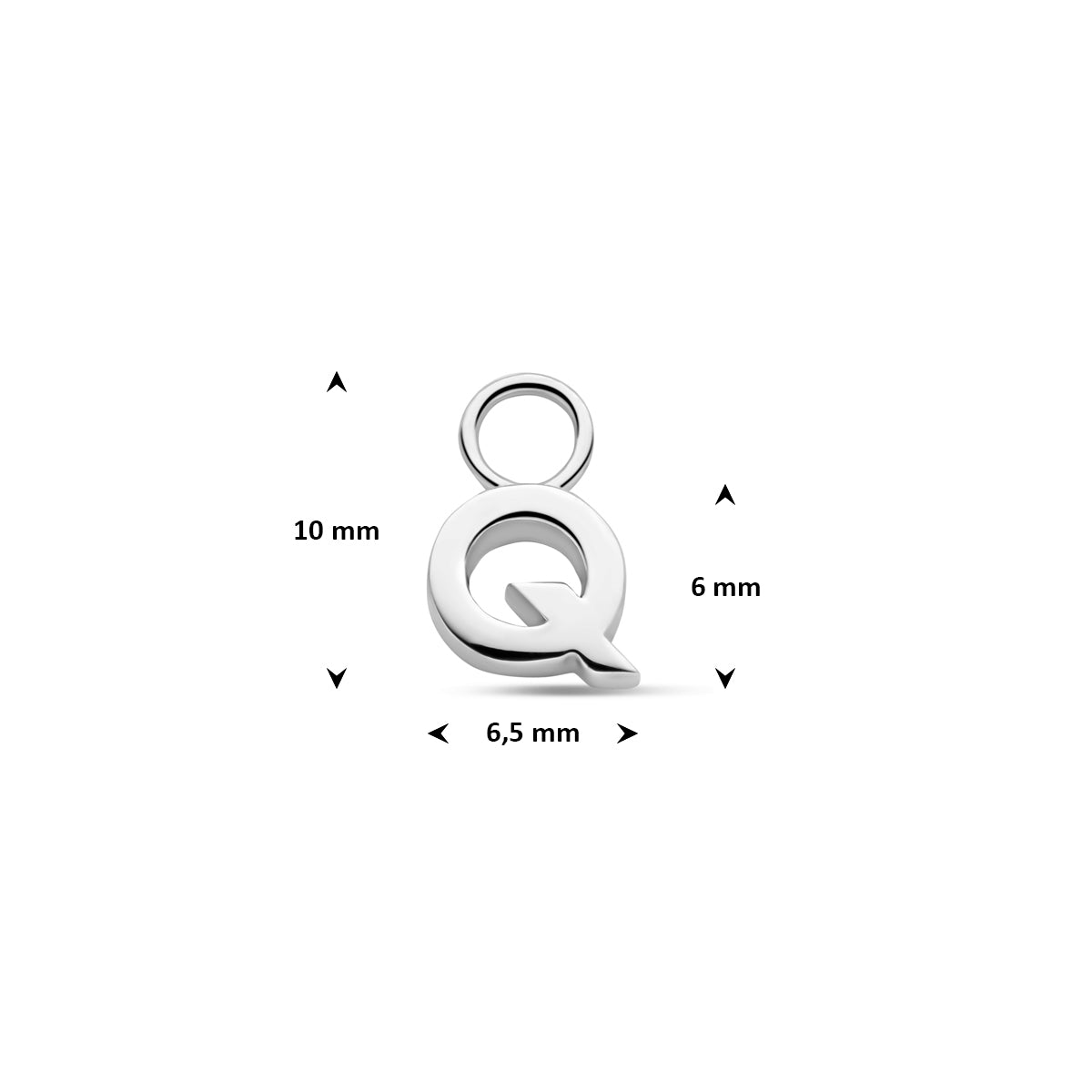 Oorringhanger letter Q 6 mm zilver #Letter_Q