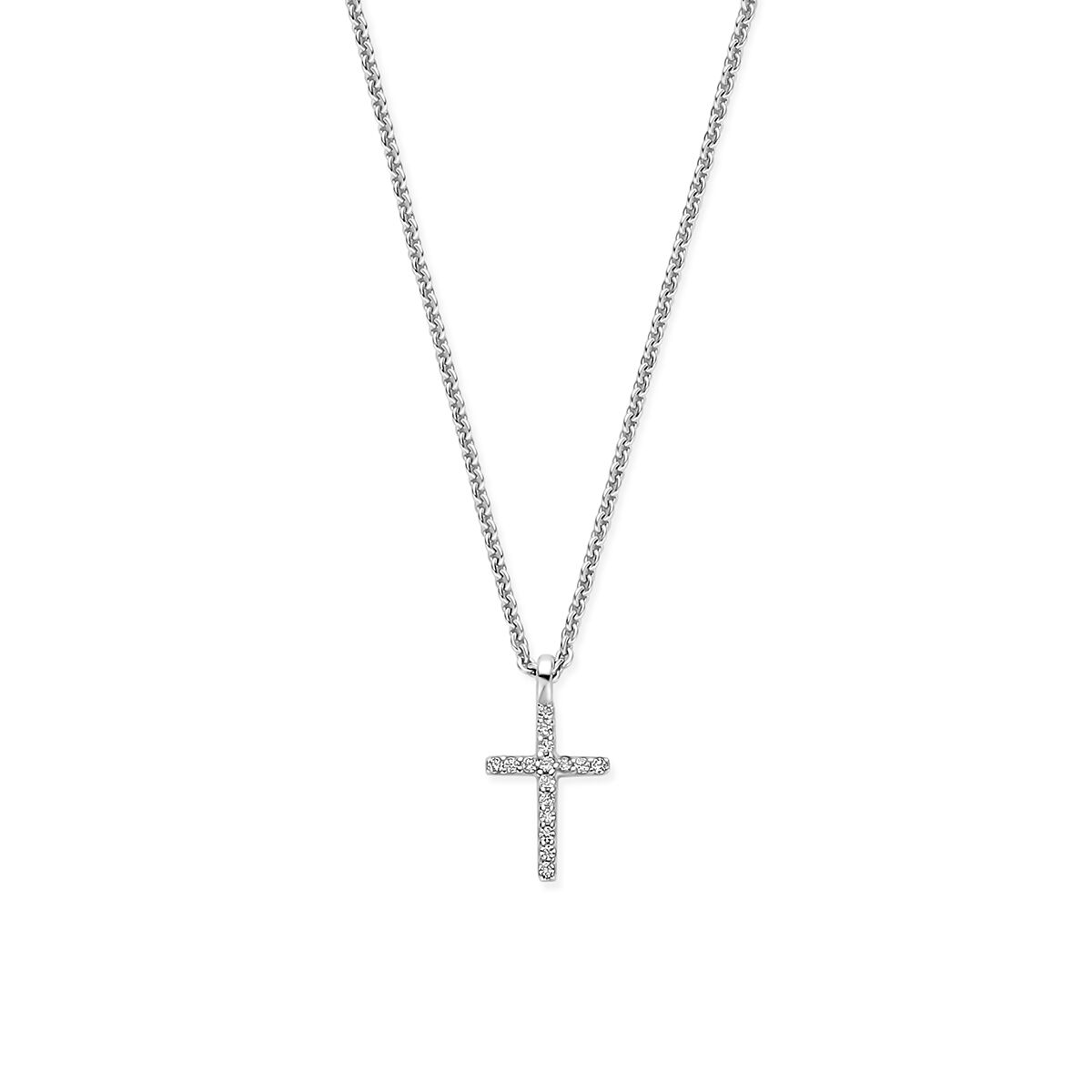 Collier kruis 41 - 43 - 45 cm zilver gerhodineerd