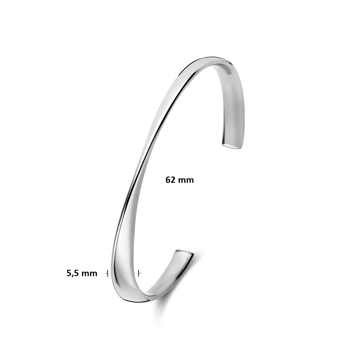 Spangarmband 62 x 5,5 zilver gerhodineerd