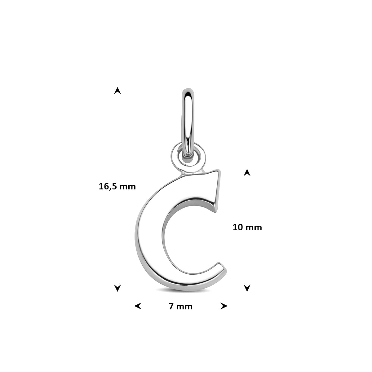 Hanger letter C 12 mm zilver #Letter_C