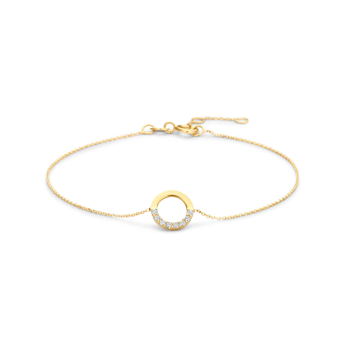 Armband zirkonia 9K geelgoud 16,5 - 17,5 - 18,5 cm