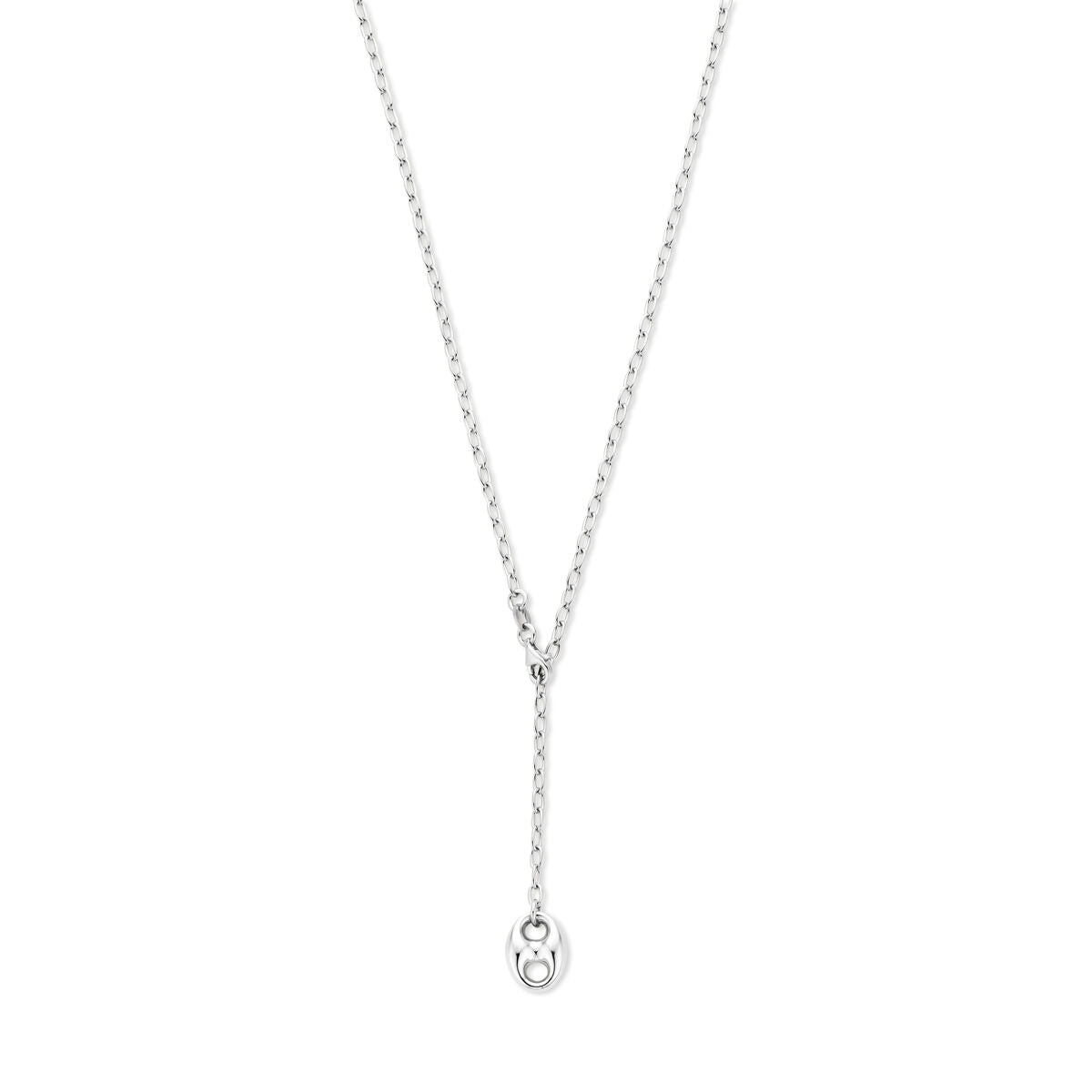 Fantasy Collection Y-collier koffieboon 50 cm zilver gerhodineerd