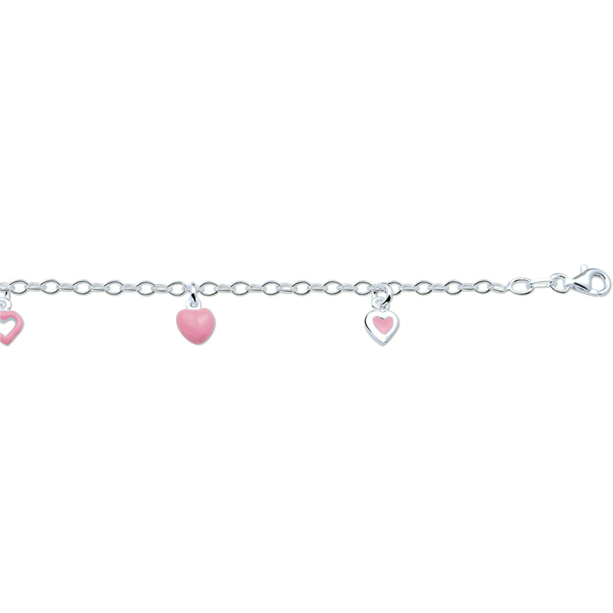 Armband hart emaille 13 cm zilver gerhodineerd
