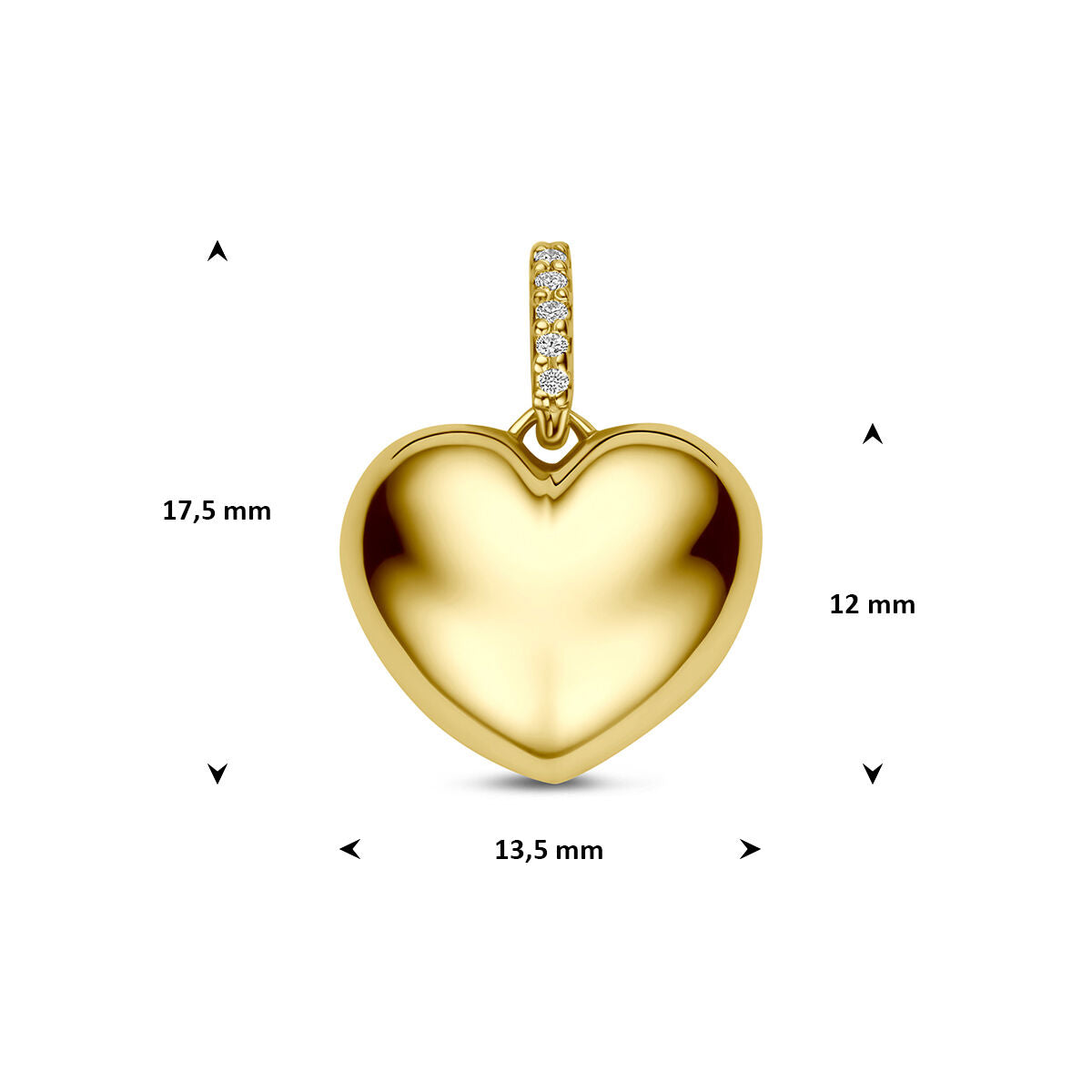 Hanger hart diamant 0.03ct h si 14K geelgoud 12 mm