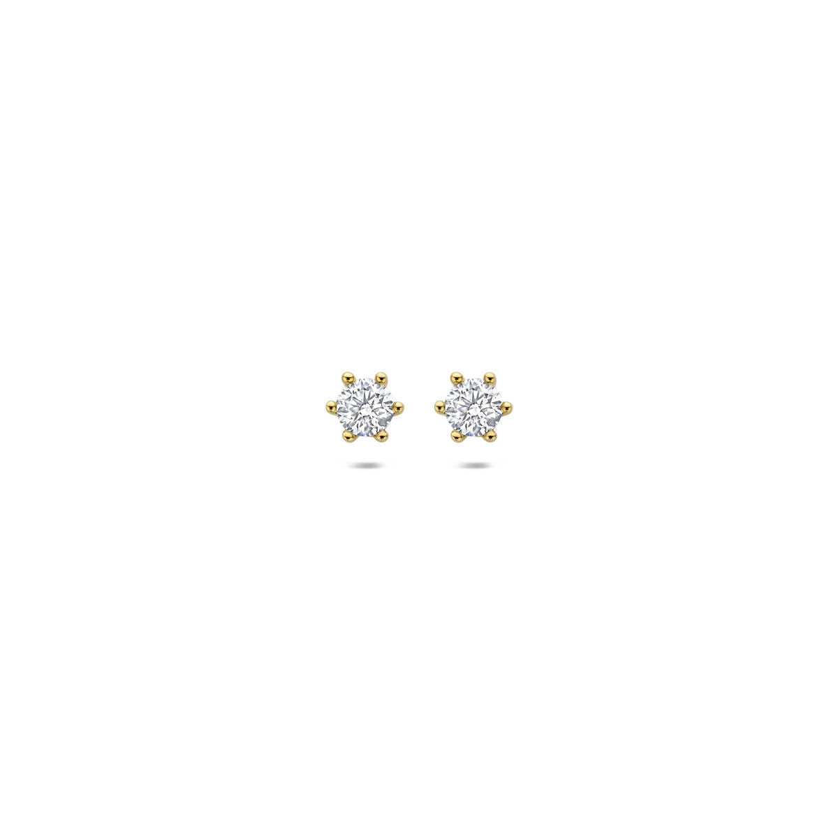 Fantasy Collection Oorbellen lab grown diamant 0.25ct (2x 0.125ct) f vs 4 mm 14K geelgoud
