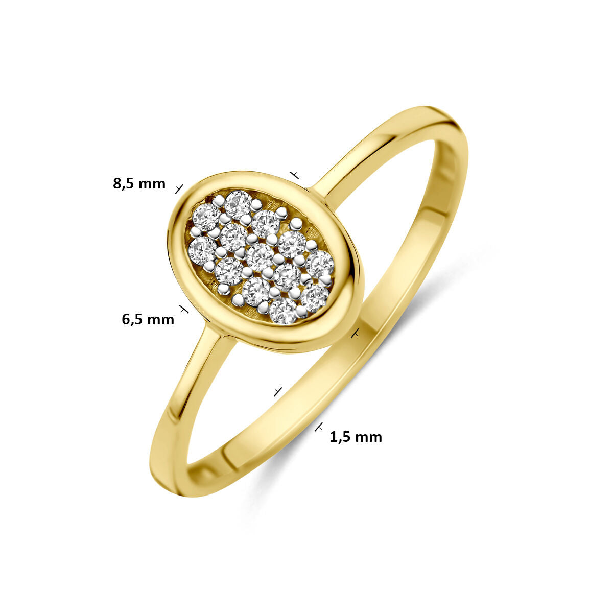 Ring zirkonia 14K geelgoud