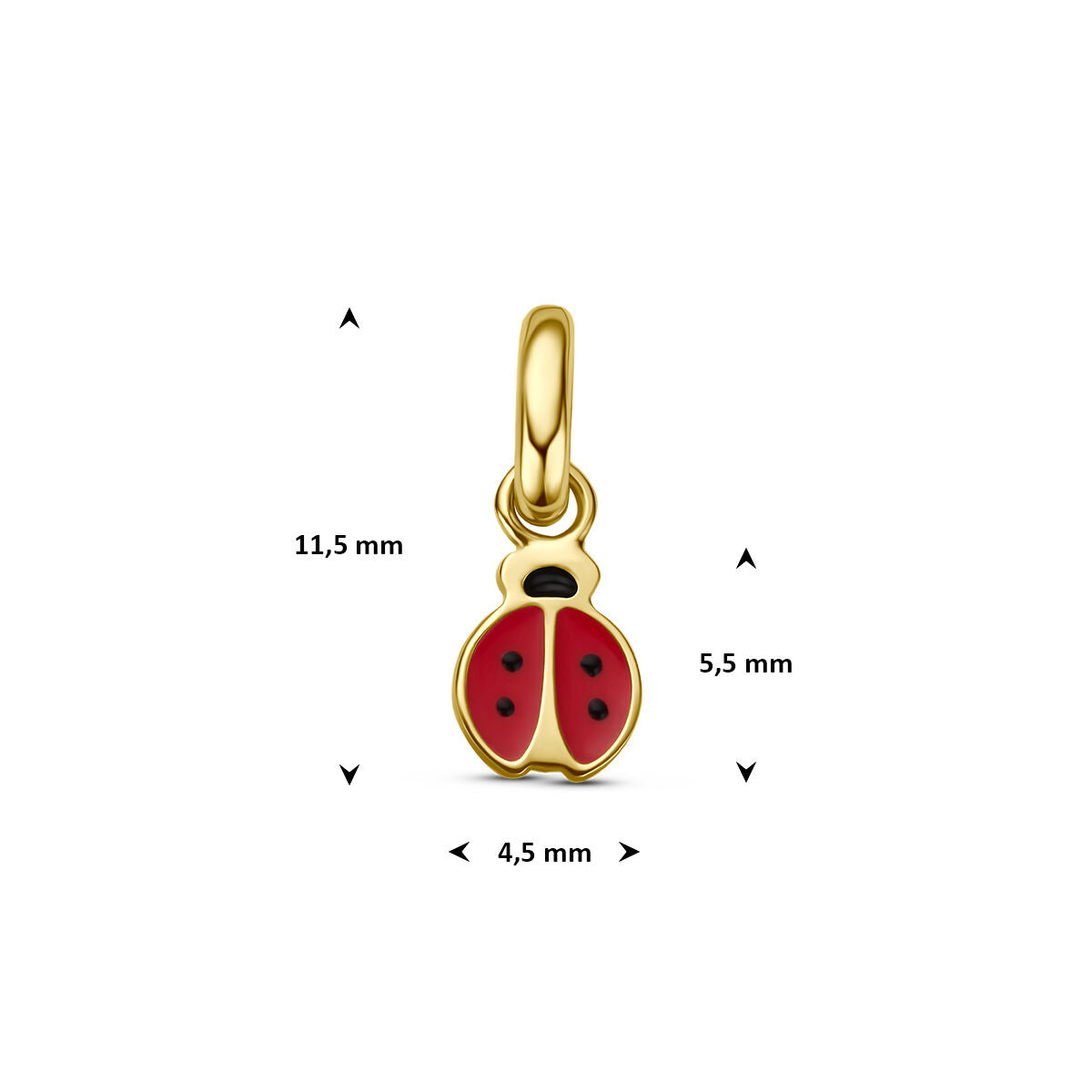 Hanger lieveheersbeestje 14K geelgoud 5,5 mm