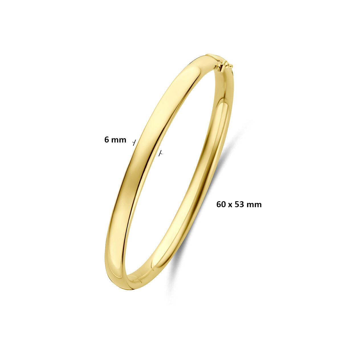 Bangle scharnier ovale buis massief 6 x silgold 60 mm