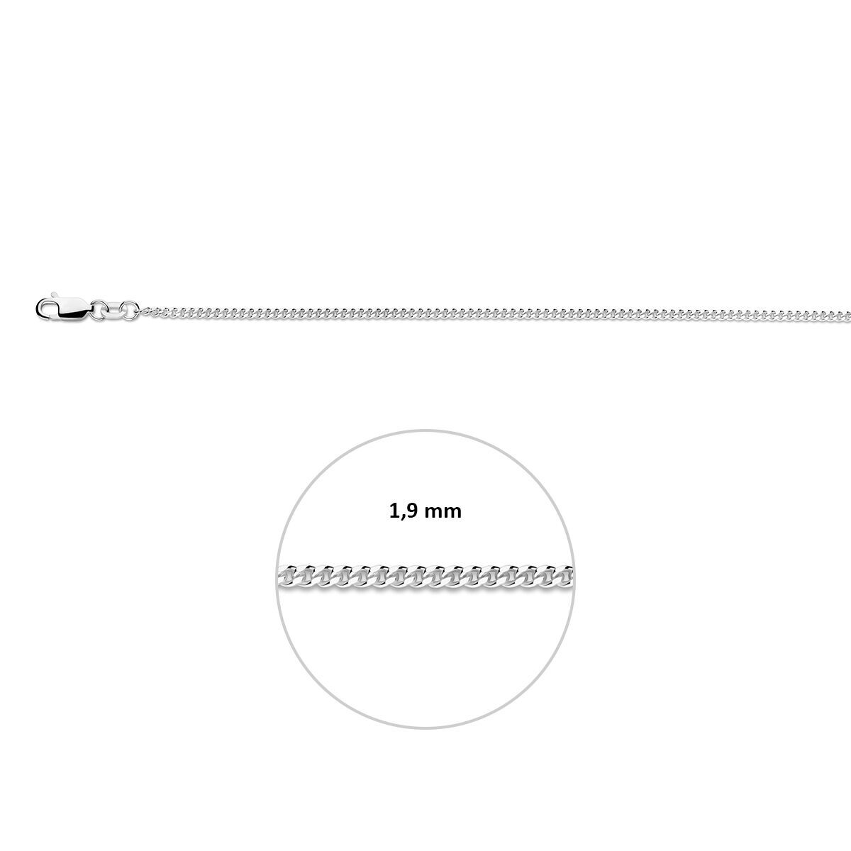 Gourmette 1,9 mm zilver wit