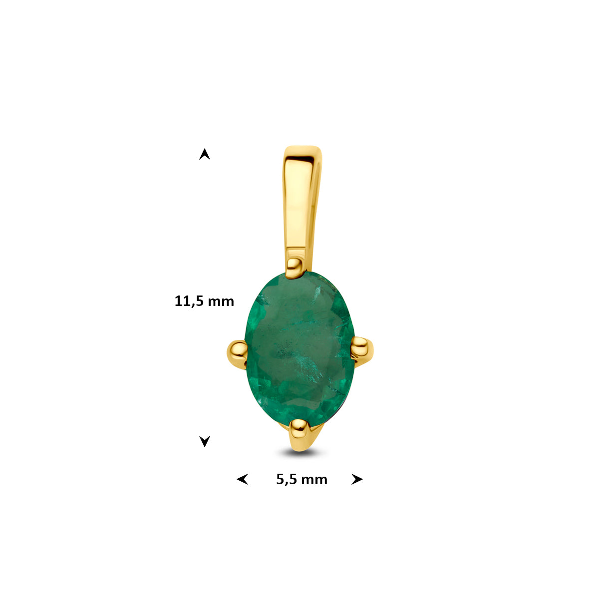 Hanger smaragd 14K geelgoud 11,5 mm