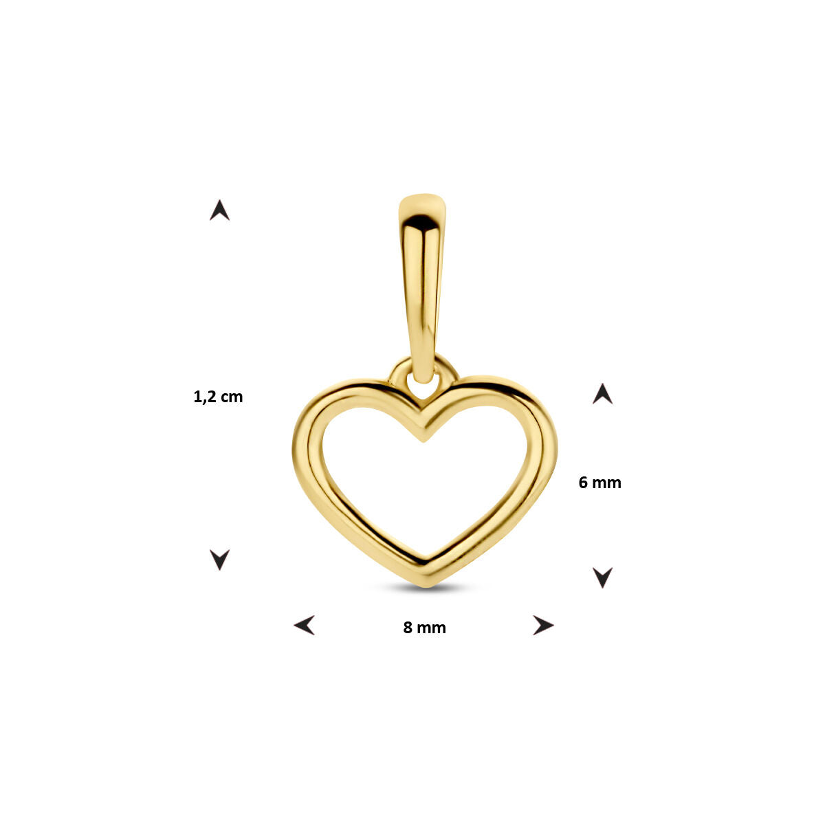 9K Geelgouden 9k hanger hart 12 mm - 8000275 - PansiteNederland.nl