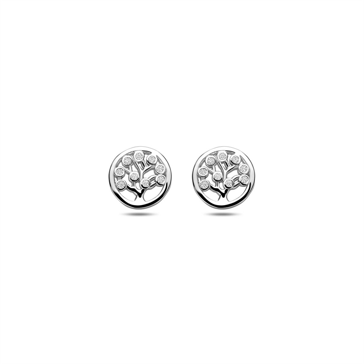 Zilveren gerhodineerde oorknoppen zirkonia 8 mm - 1341562