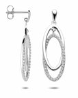 Zilveren gerhodineerde oorhangers zirkonia 35 mm - 1341670