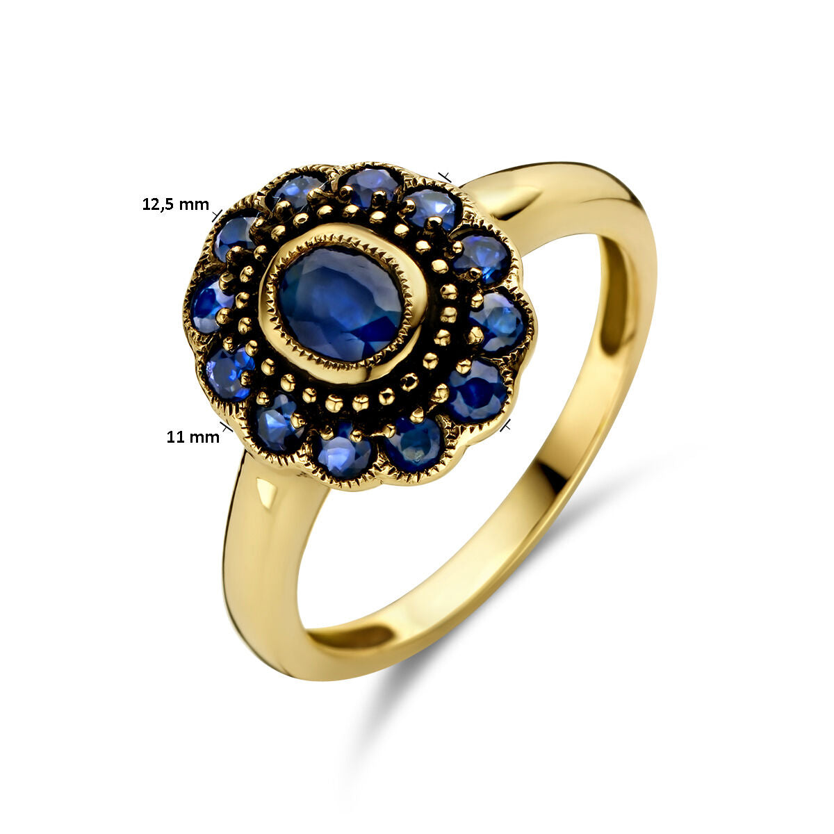 Ring saffier 14K geelgoud