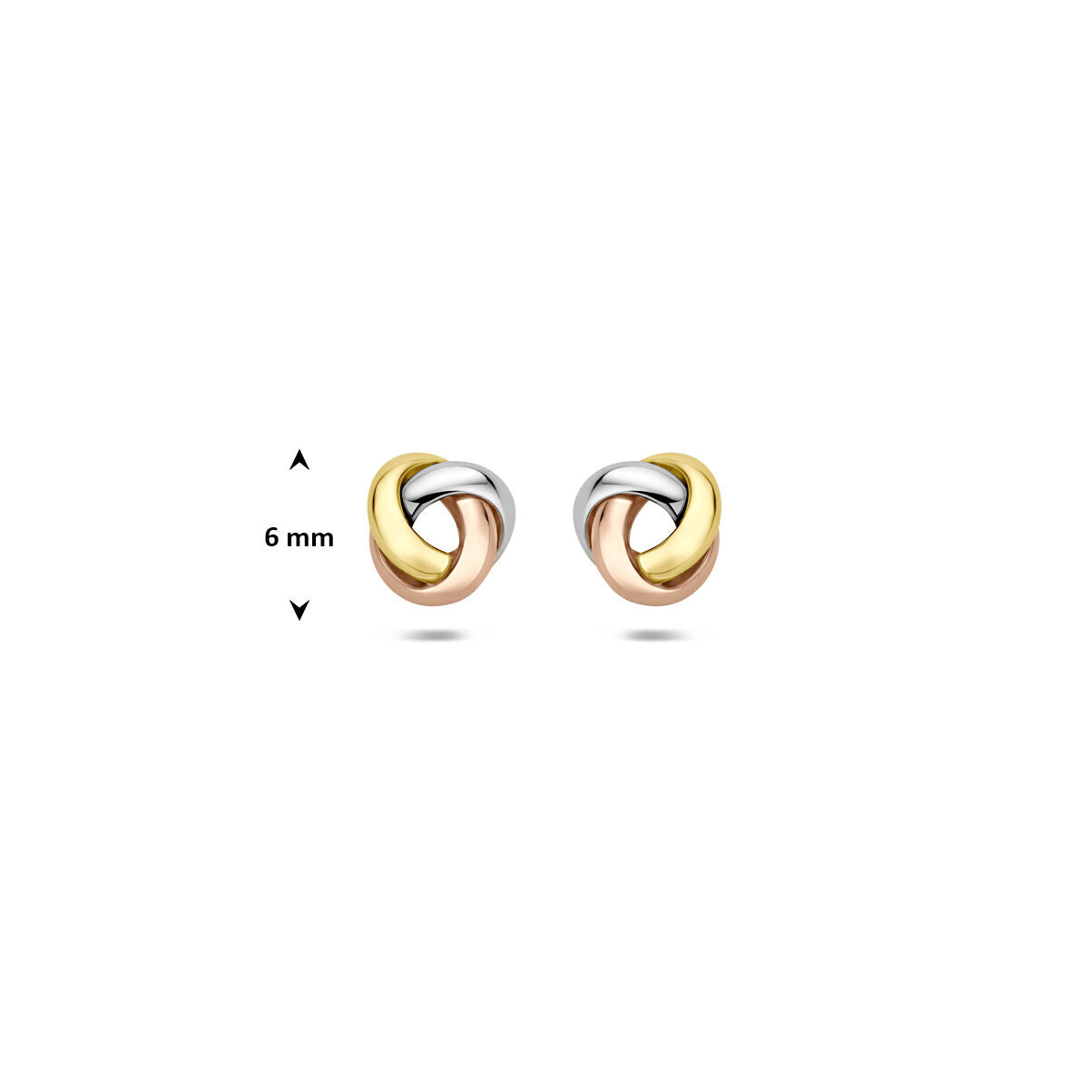 Oorknoppen knoop 9K tricolor 6 mm
