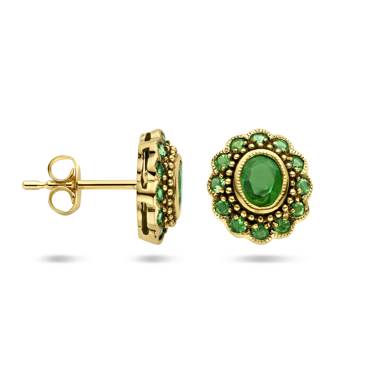 Fantasy Collection Oorbellen smaragd 14K geelgoud