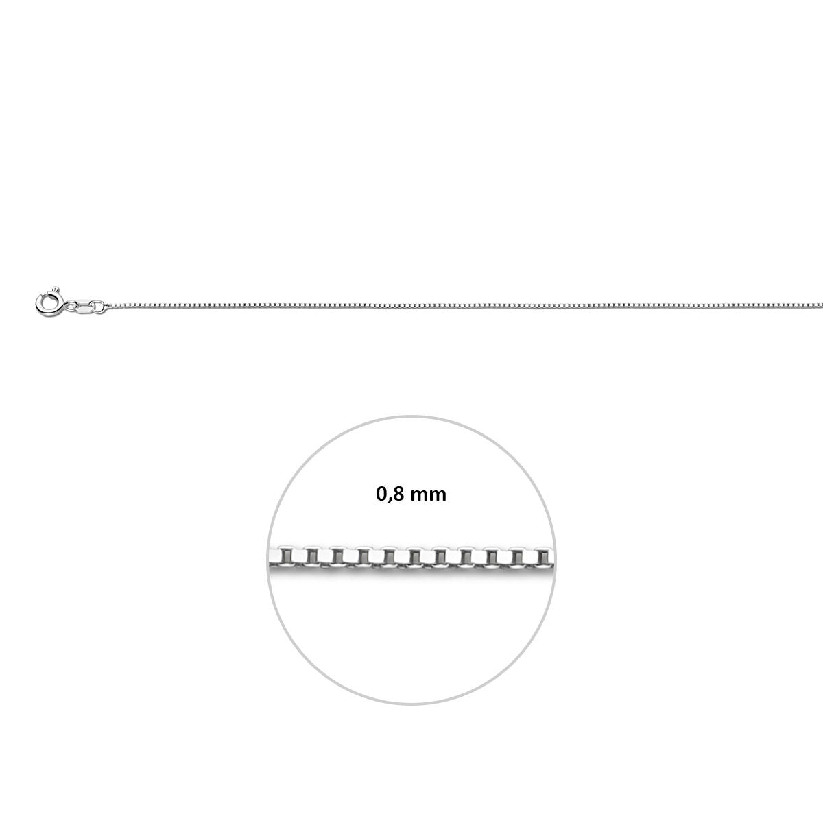 Venetiaans 0,8 mm zilver gerhodineerd