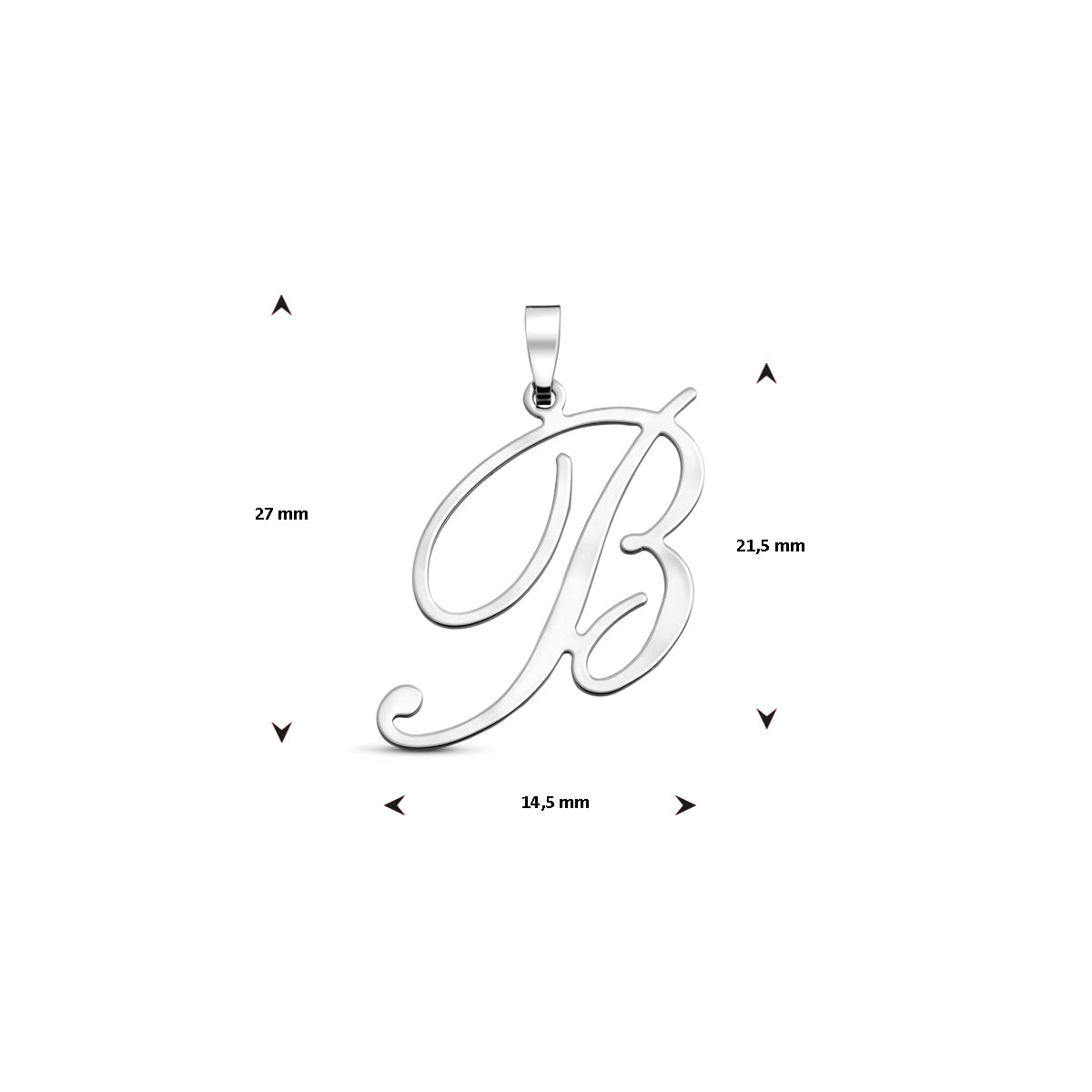 Hanger sierletter B 21,5 mm zilver #Letter_B