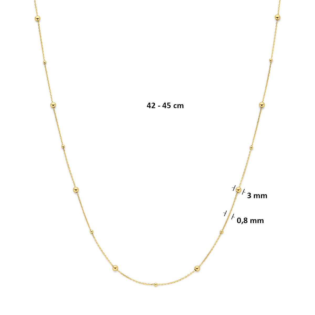 Collier bolletjes 14K geelgoud 42 - 45 cm 4036577