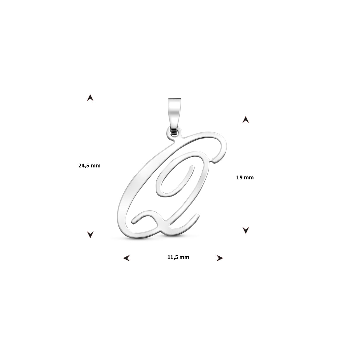 Hanger sierletter Q 19 mm zilver #Letter_Q