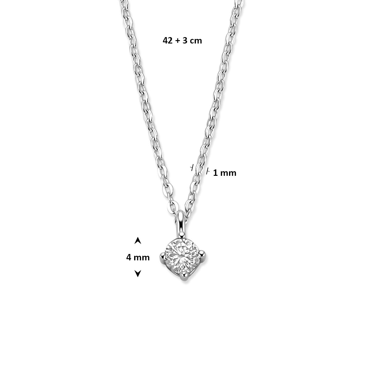 Fantasy Collection Collier zirkonia 42 + 3 cm zilver gerhodineerd