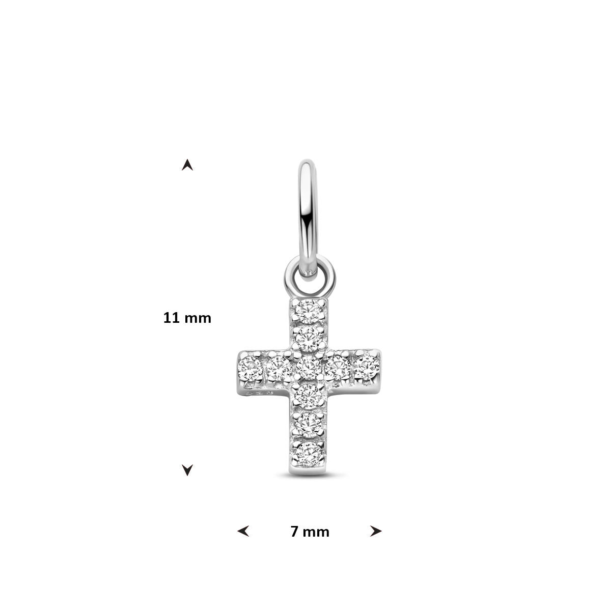 Zilveren gerhodineerde hanger kruis zirkonia 11 mm - 1341714 - PansiteNederland.nl