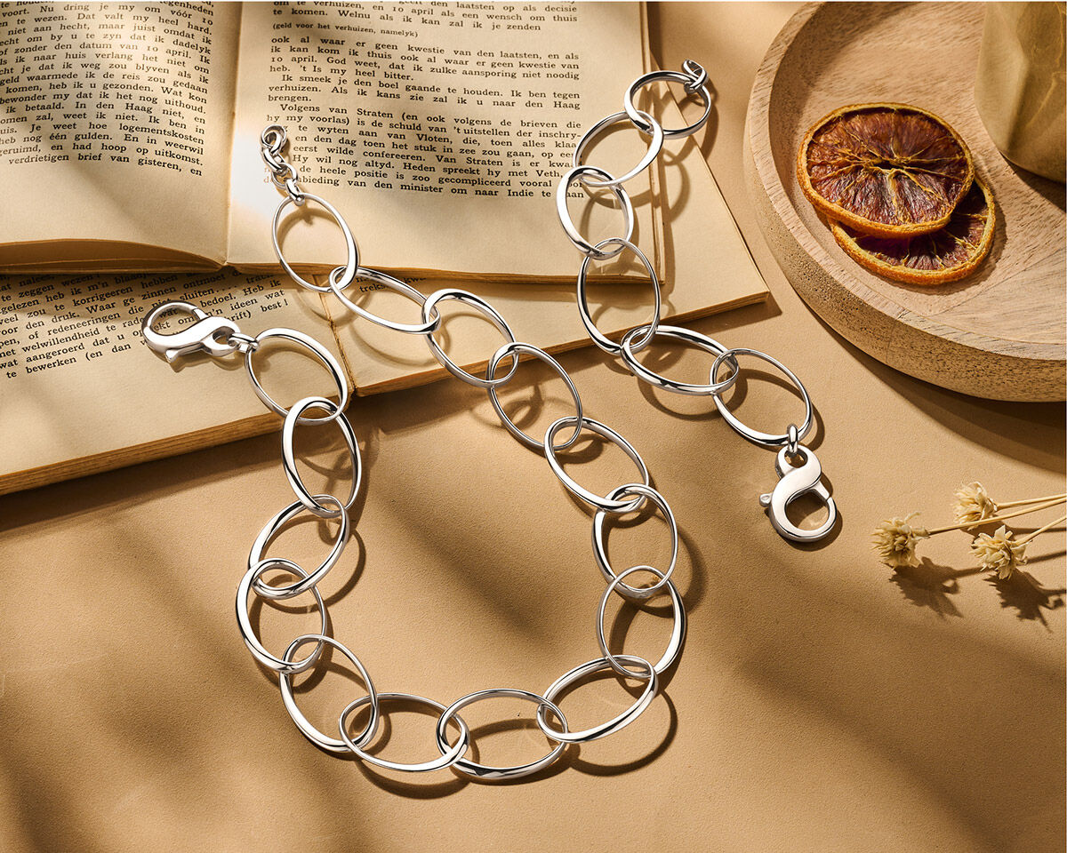 Fantasy Collection Collier 23 mm 48 + 3 cm zilver gerhodineerd