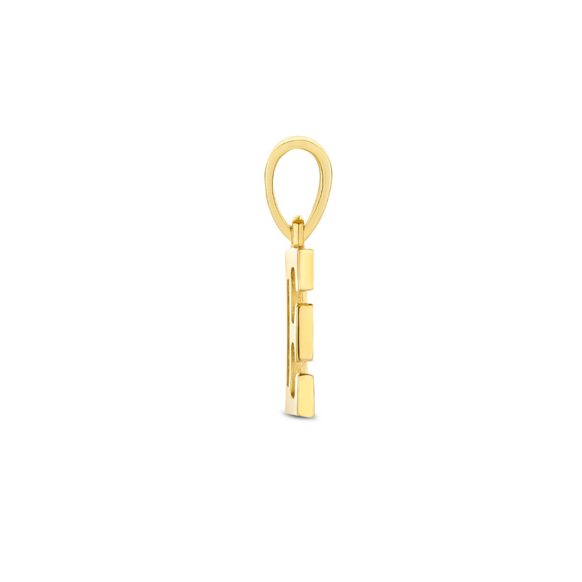 Hanger letter E zirkonia 14 mm 14K geelgoud #Letter_E