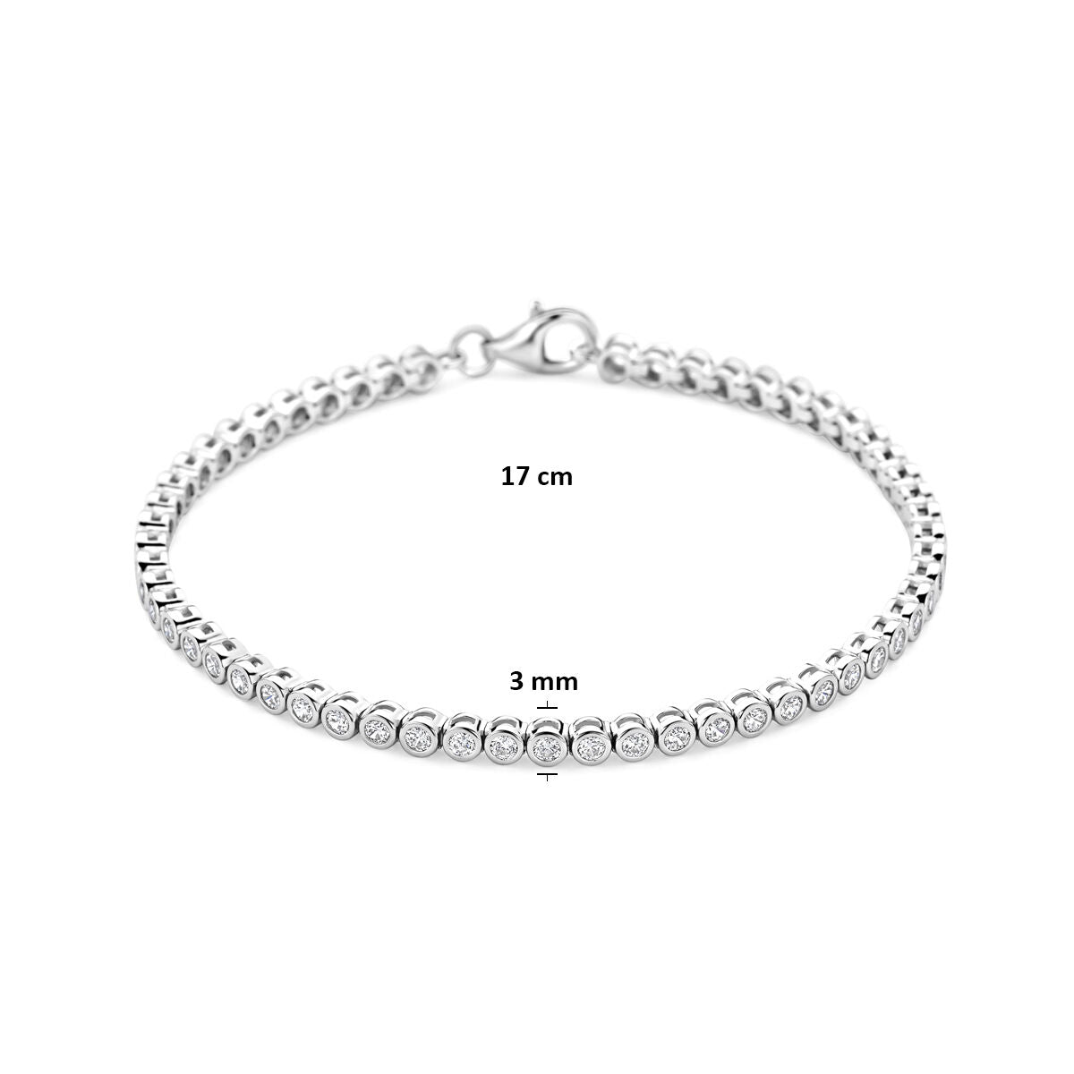Tennisarmband zirkonia 3 mm zilver gerhodineerd