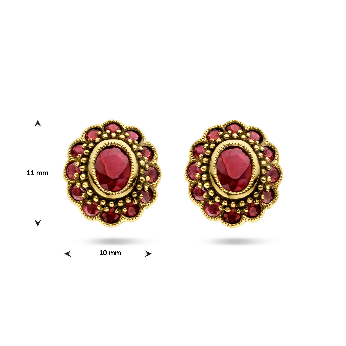 Fantasy Collection Oorbellen robijn 14K geelgoud