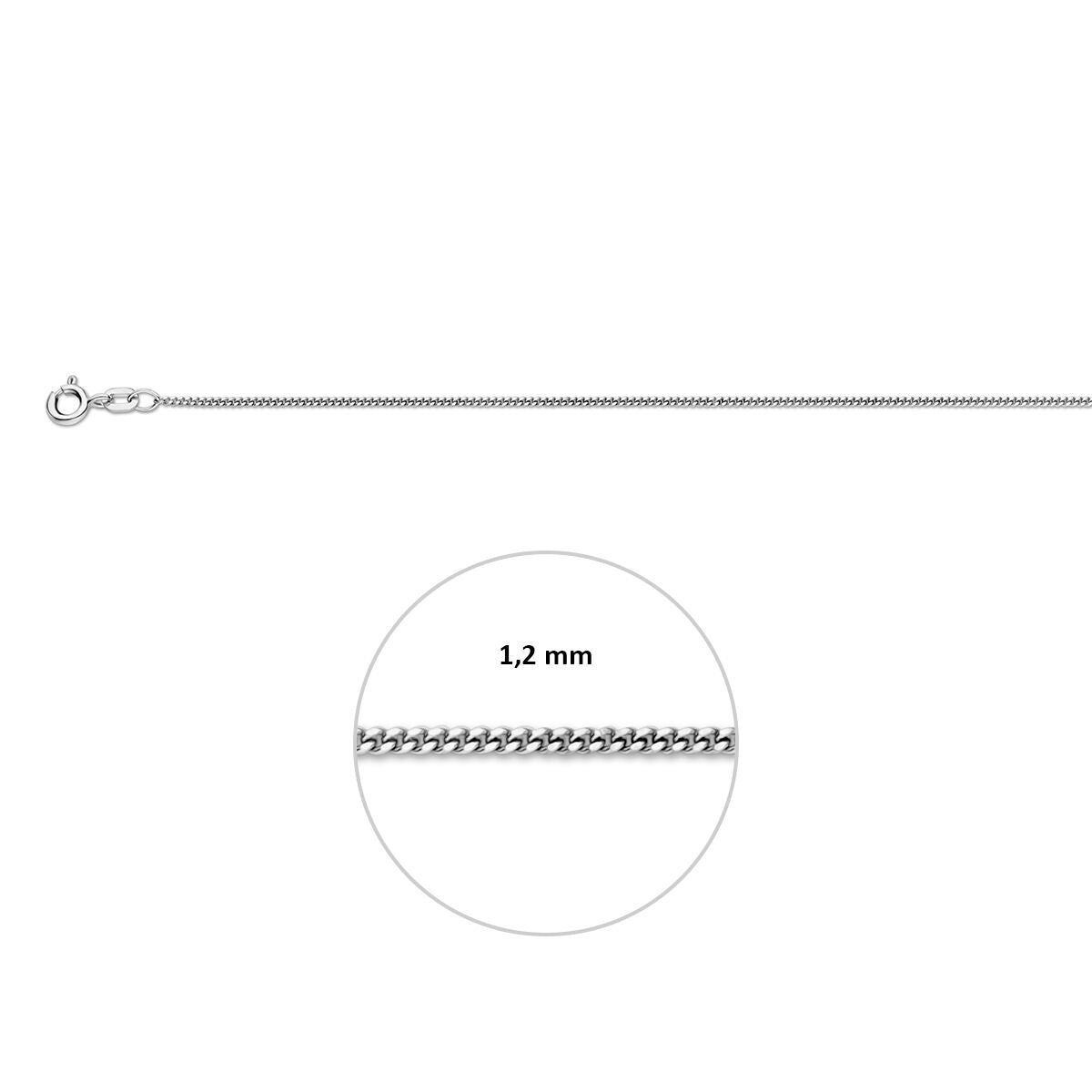 Gourmette 1,2 mm zilver gerhodineerd