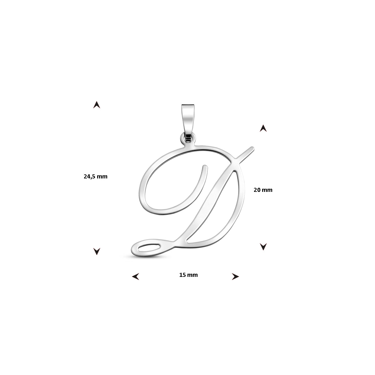 Hanger sierletter D 20 mm zilver #Letter_D