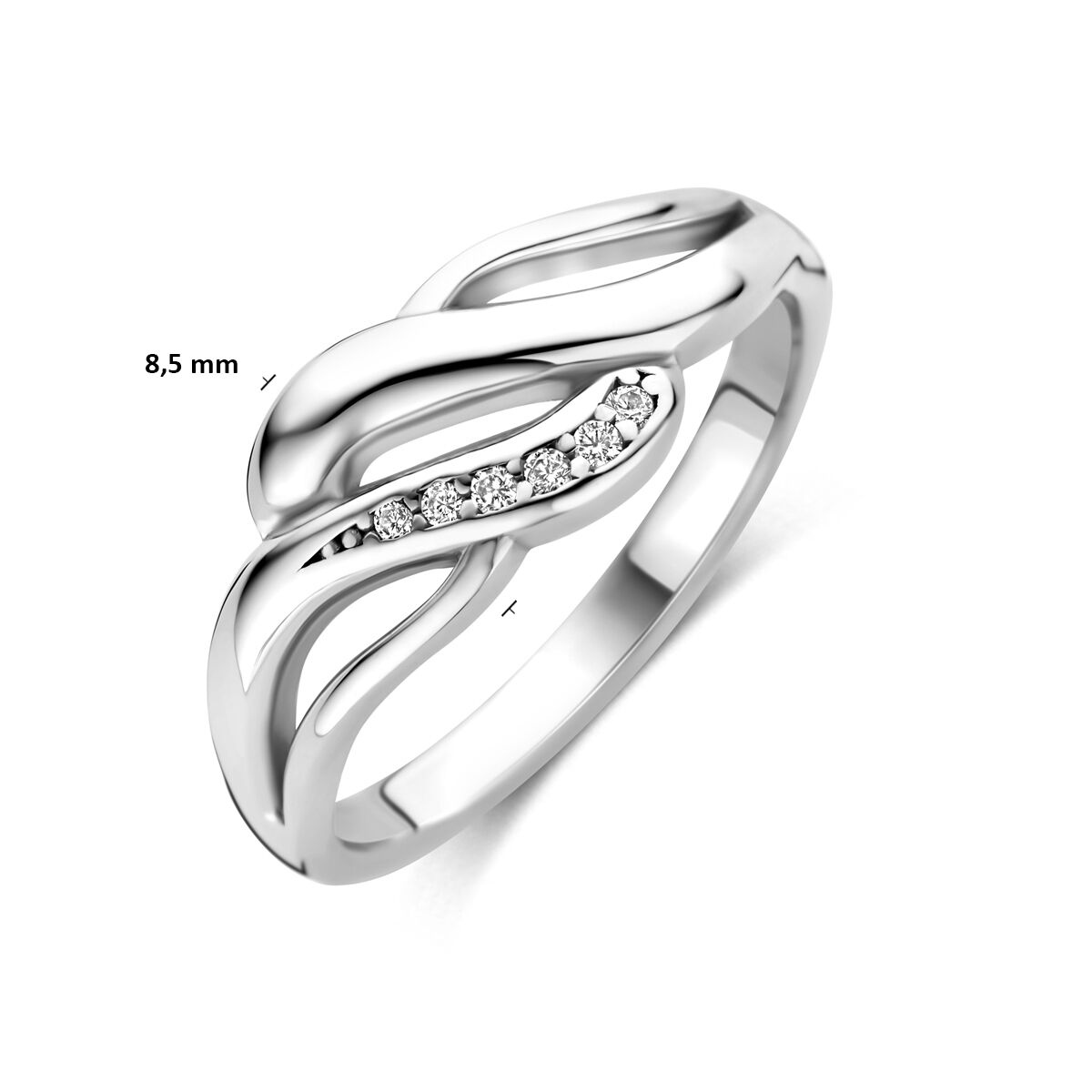 Ring zirkonia zilver gerhodineerd